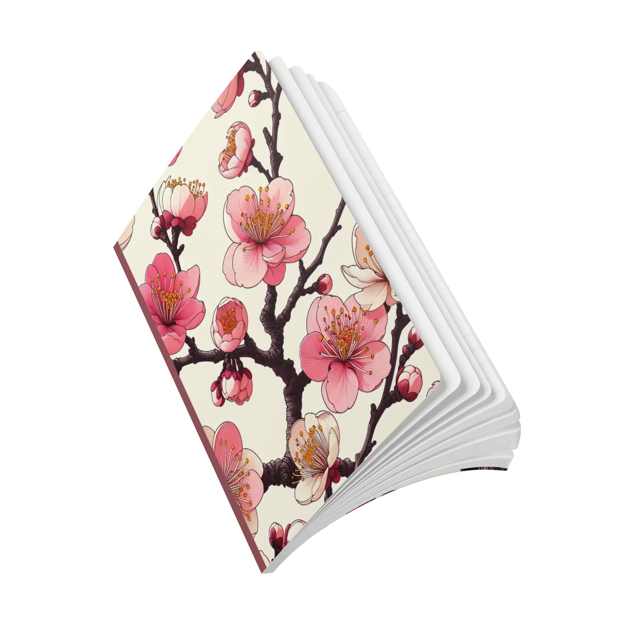 Japanese Cherry Blossom Print | Lined, Soft Cover Notebook