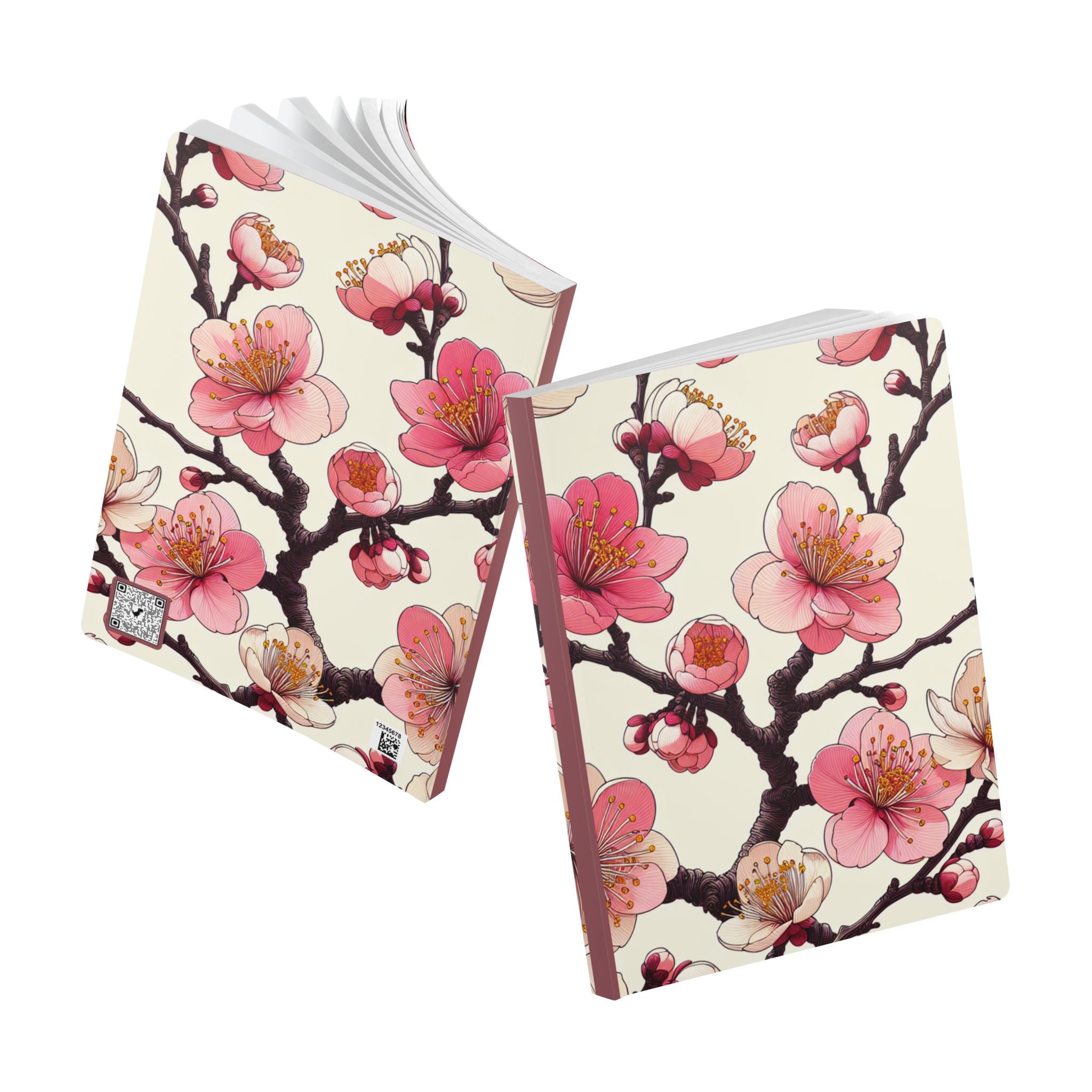 Japanese Cherry Blossom Print | Lined, Soft Cover Notebook