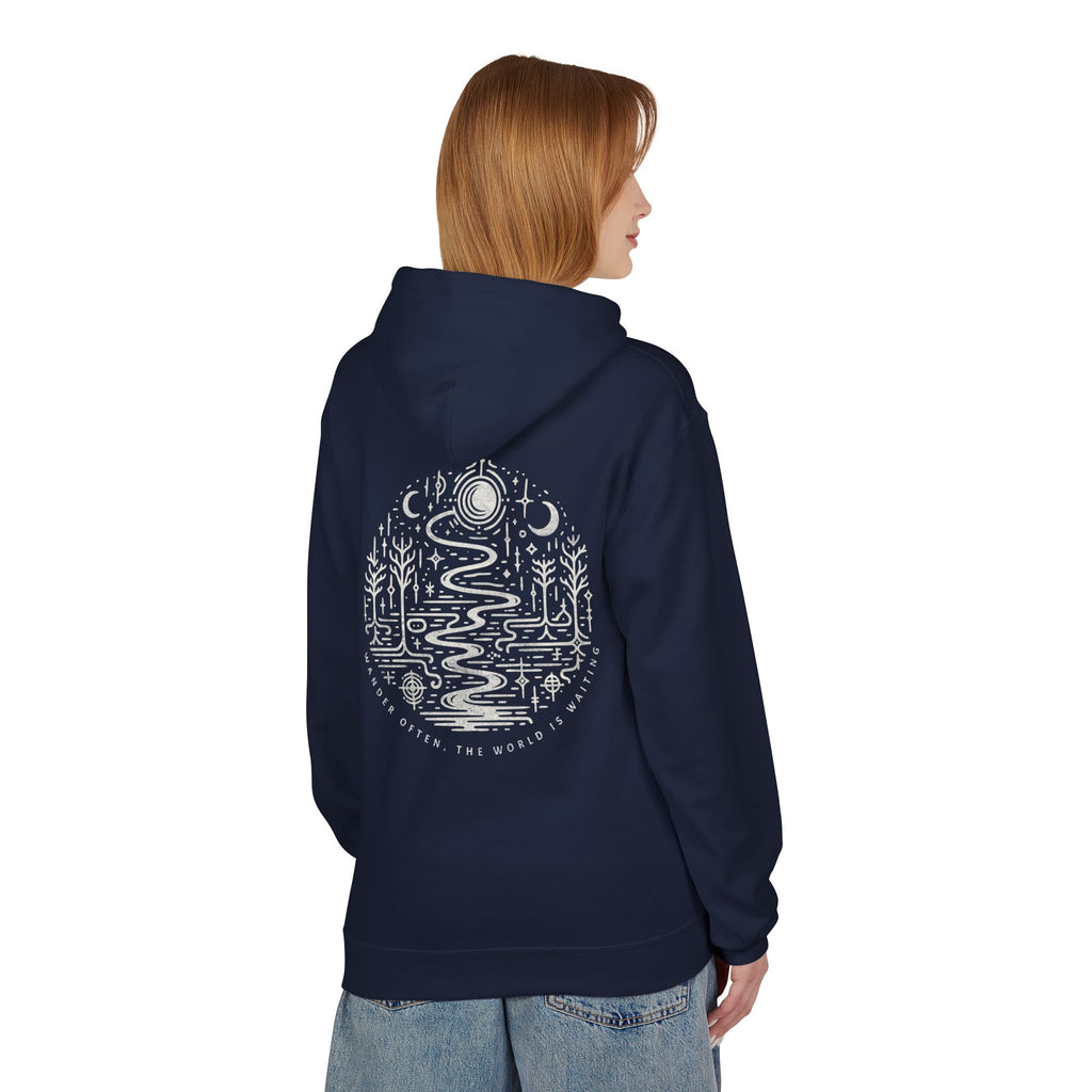 Unisex Fleece Hoodie | "Wander Often" Travel Graphic
