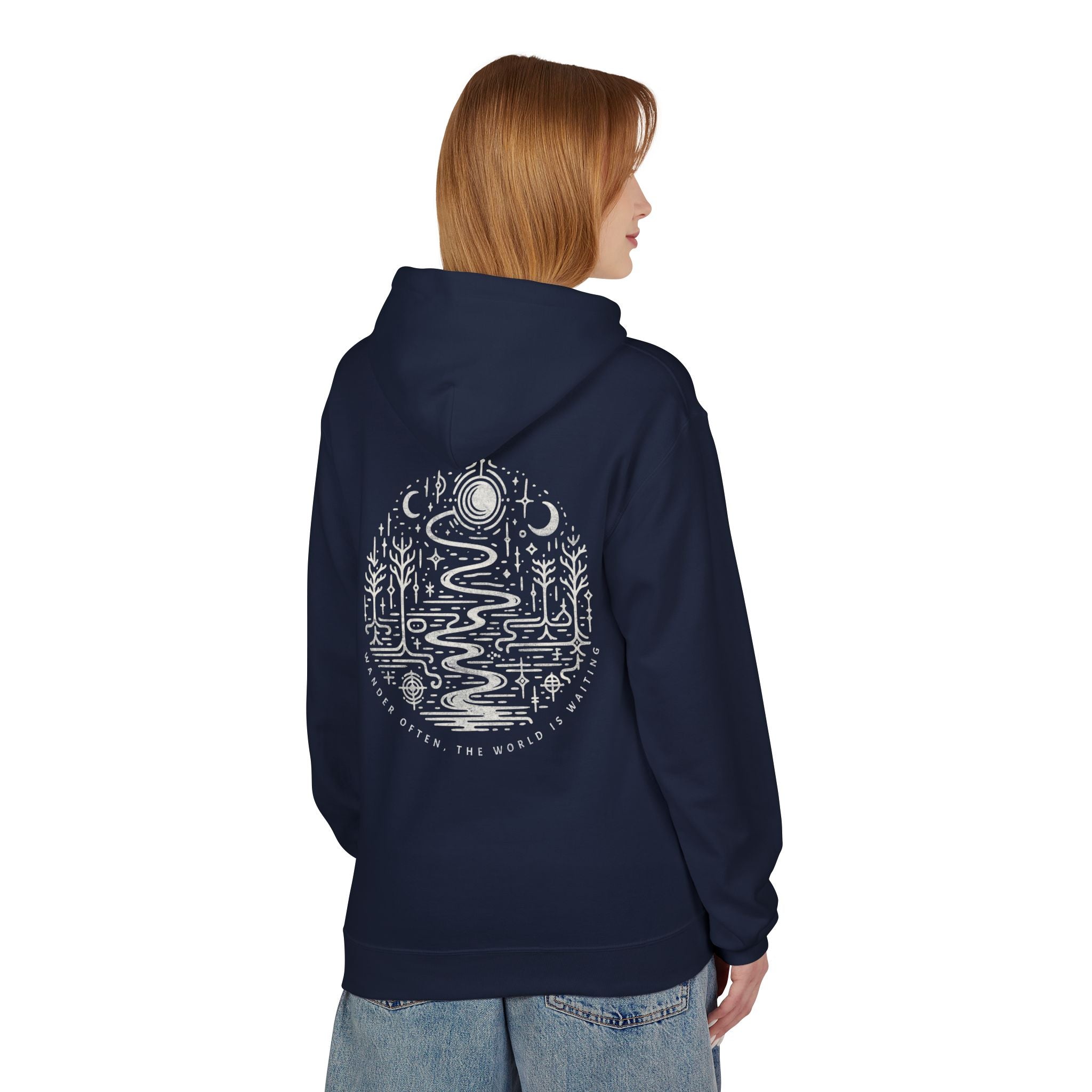 Unisex Fleece Hoodie | "Wander Often" Travel Graphic