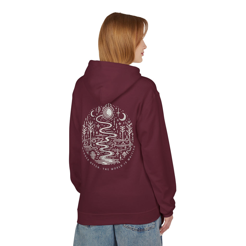 Unisex Fleece Hoodie | "Wander Often" Travel Graphic