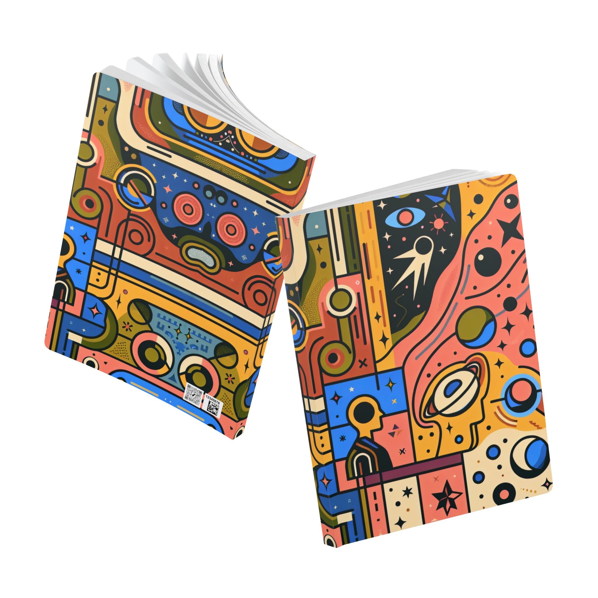 Space Art Pattern Print | Lined, Soft Cover Notebook