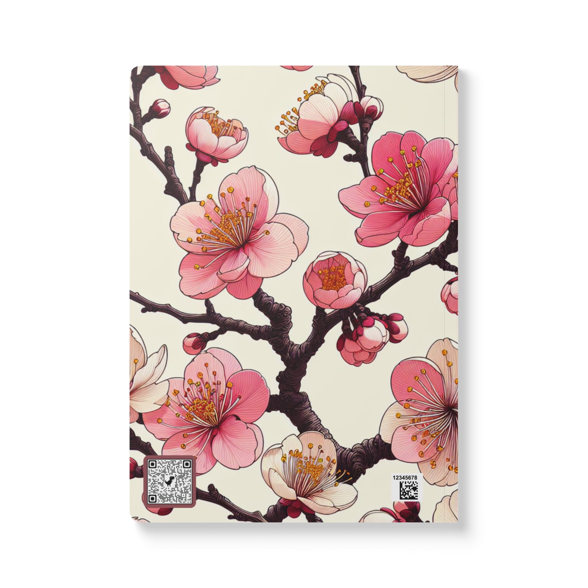 Japanese Cherry Blossom Print | Lined, Soft Cover Notebook