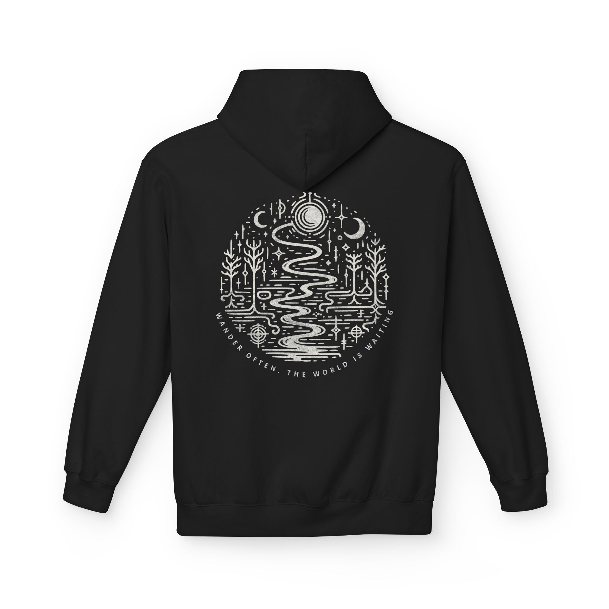Unisex Fleece Hoodie | "Wander Often" Travel Graphic