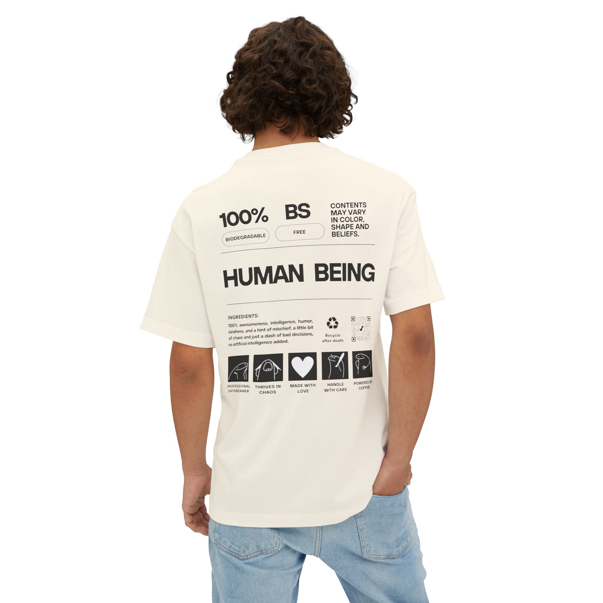 100% Human Being Graphic Tee | Relaxed Fit Cotton Shirt