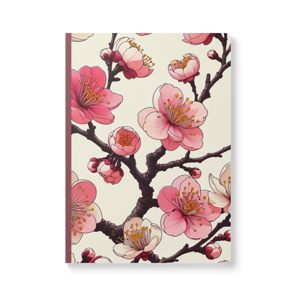 Japanese Cherry Blossom Print | Lined, Soft Cover Notebook