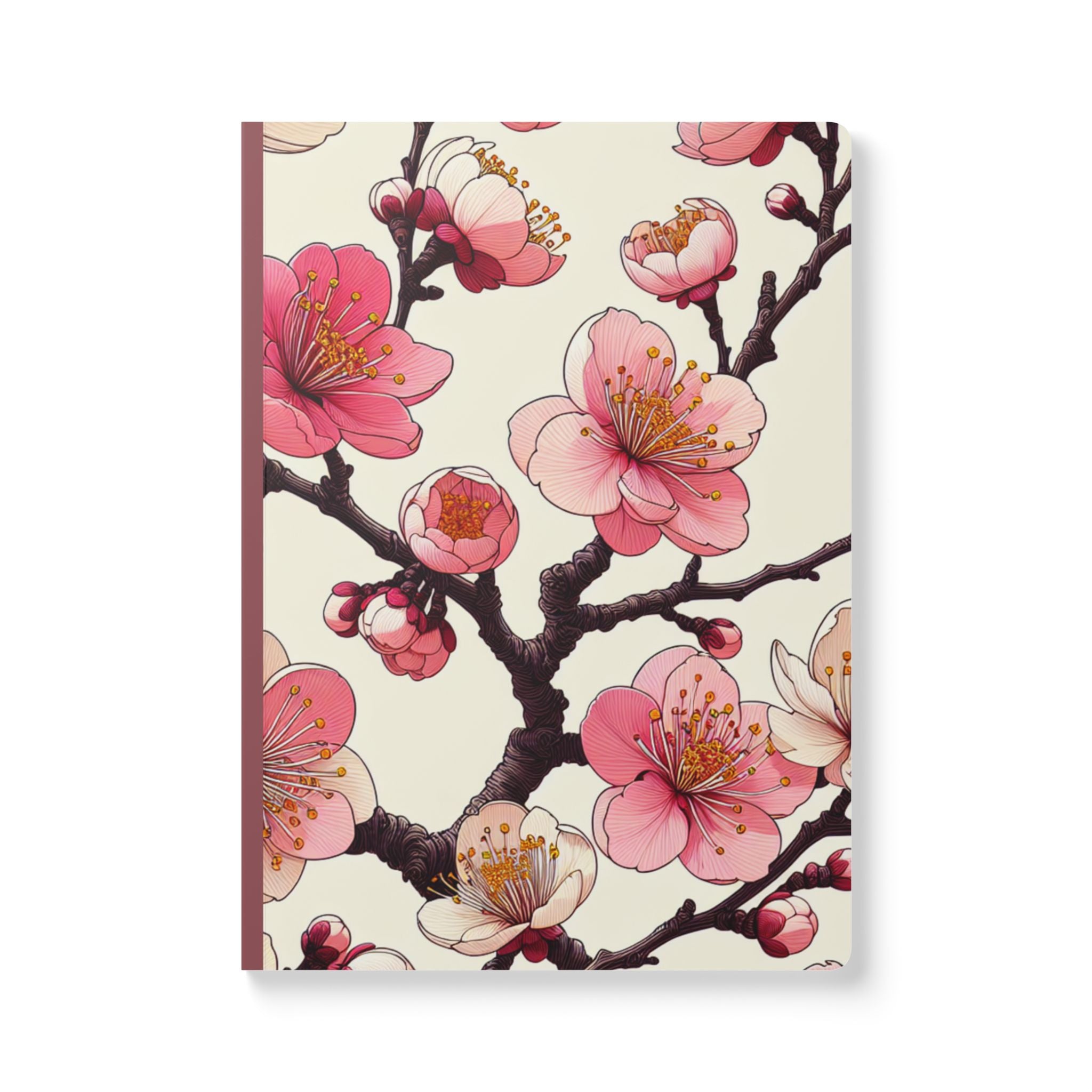 Japanese Cherry Blossom Print | Lined, Soft Cover Notebook