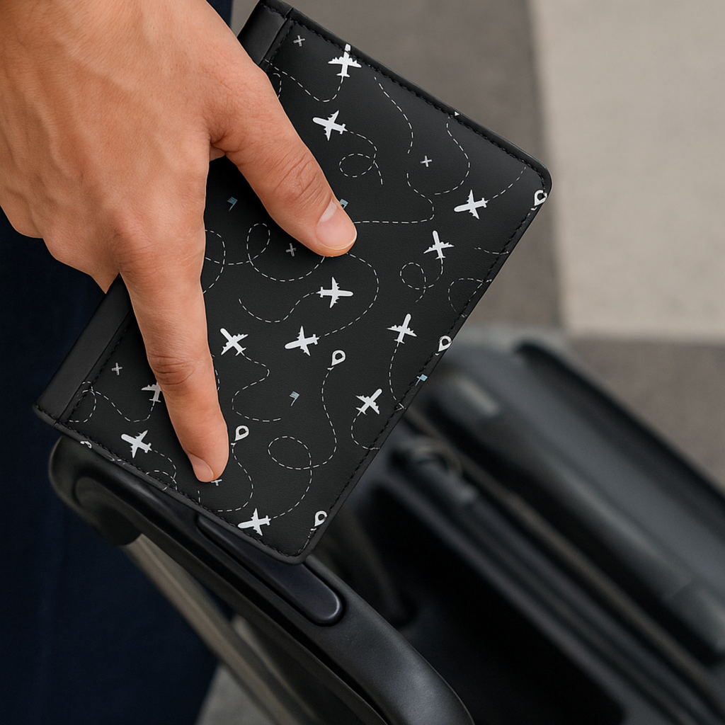 Plane Pattern RFID Blocking Passport Holder  | Faux Leather Travel Cover