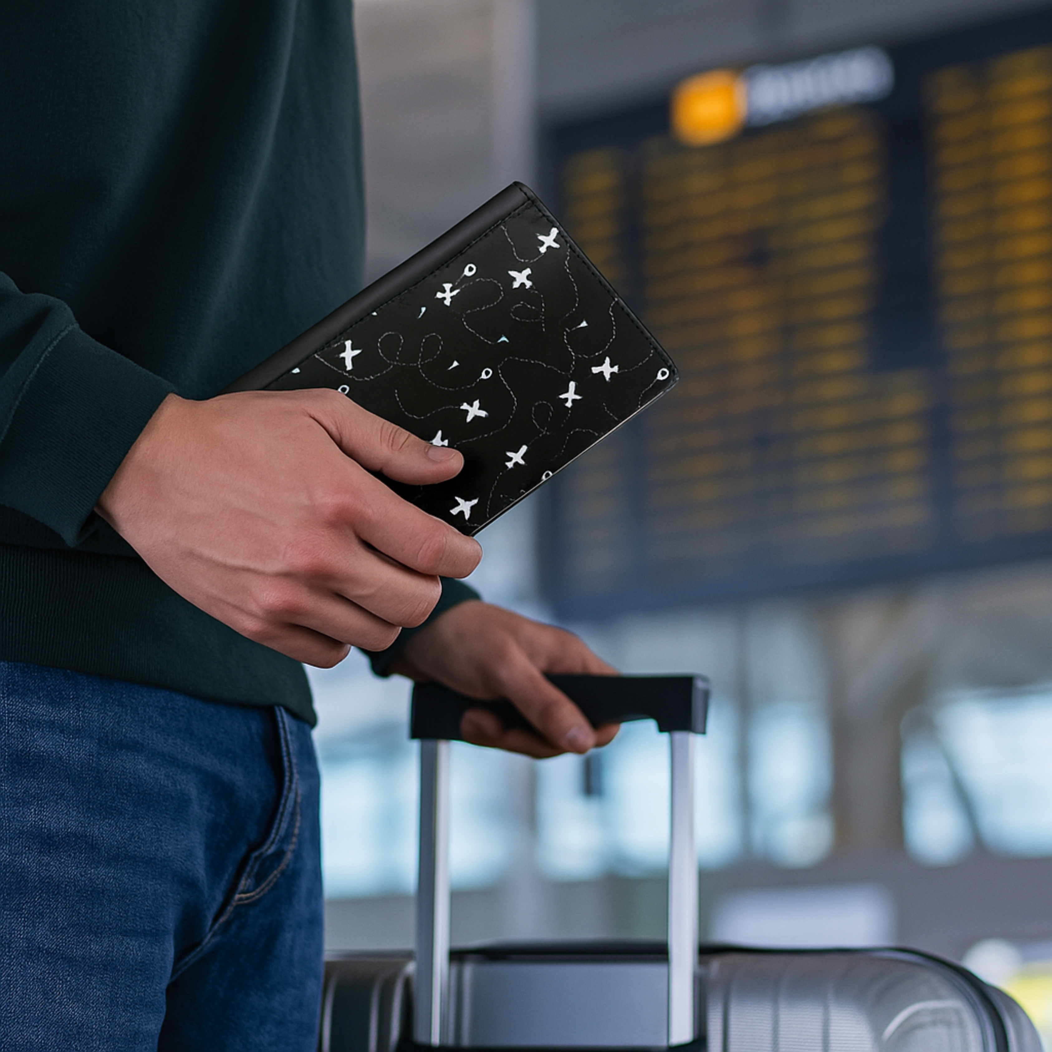 Plane Pattern RFID Blocking Passport Holder  | Faux Leather Travel Cover