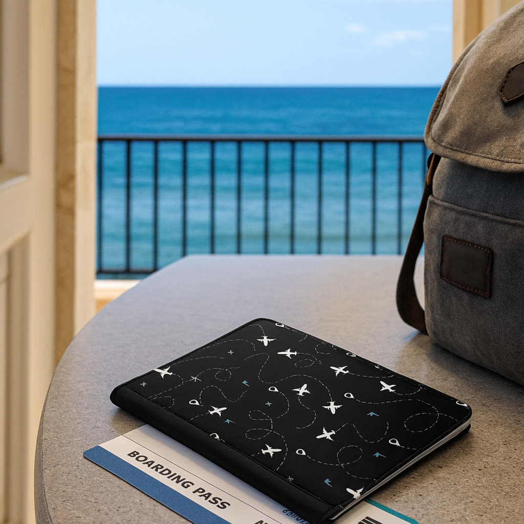 Plane Pattern RFID Blocking Passport Holder  | Faux Leather Travel Cover