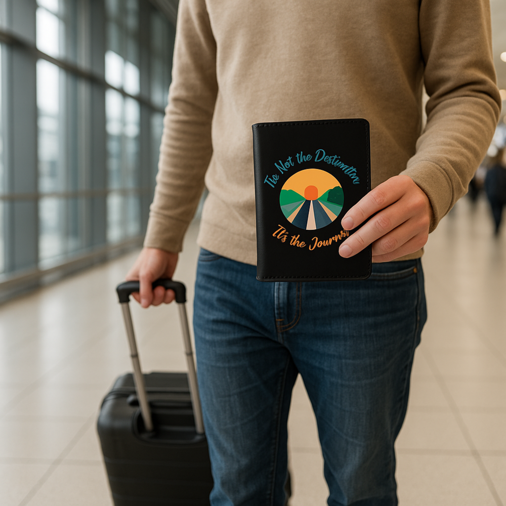 It's The Journey" RFID Blocking Passport Holder | Faux Leather Passport Cover