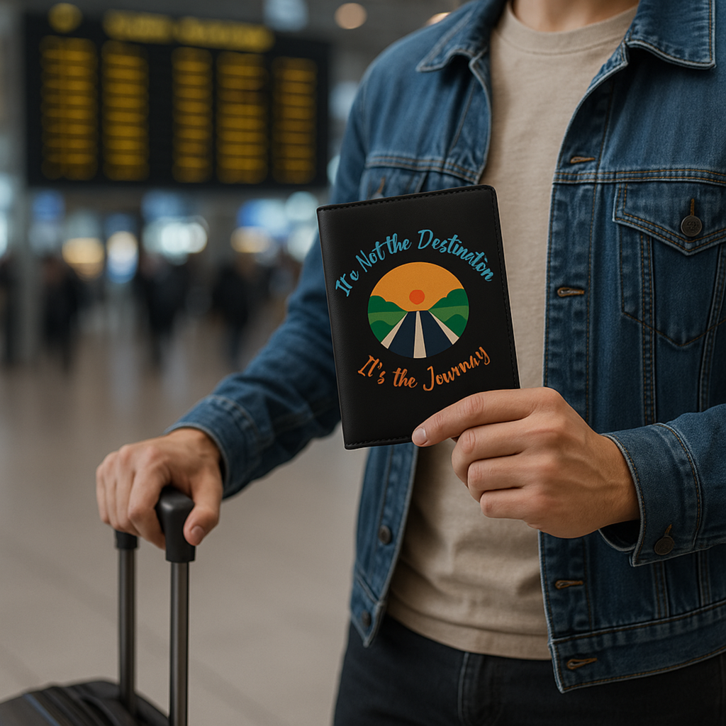 It's The Journey" RFID Blocking Passport Holder | Faux Leather Passport Cover