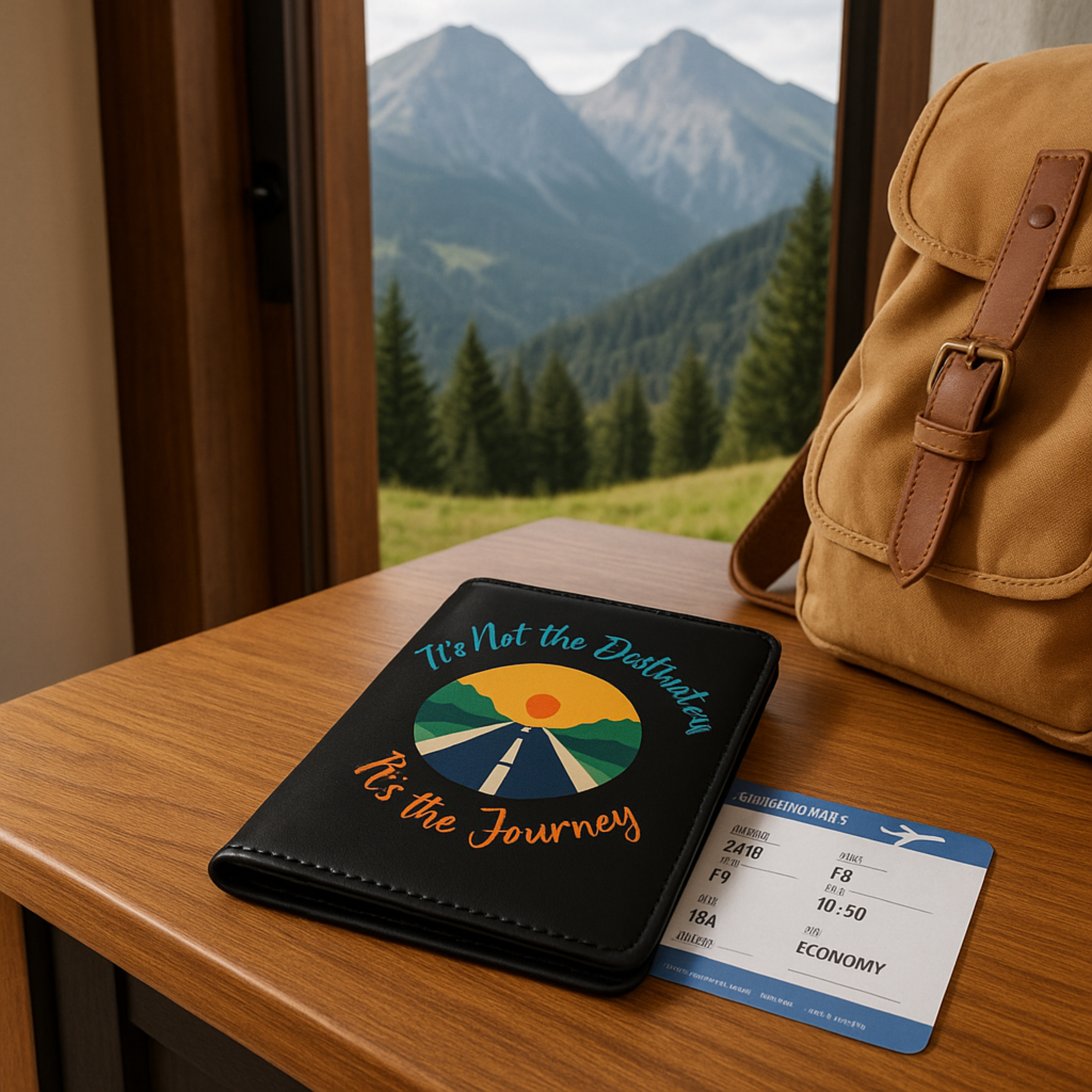 It's The Journey" RFID Blocking Passport Holder | Faux Leather Passport Cover