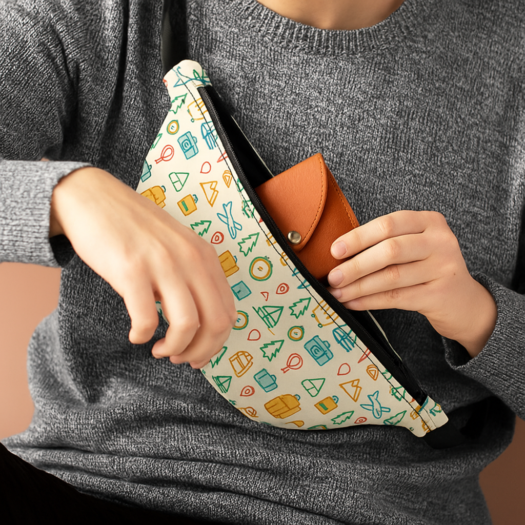 Travel Pattern Belt Bag | Stylish Crossbody Fanny Pack