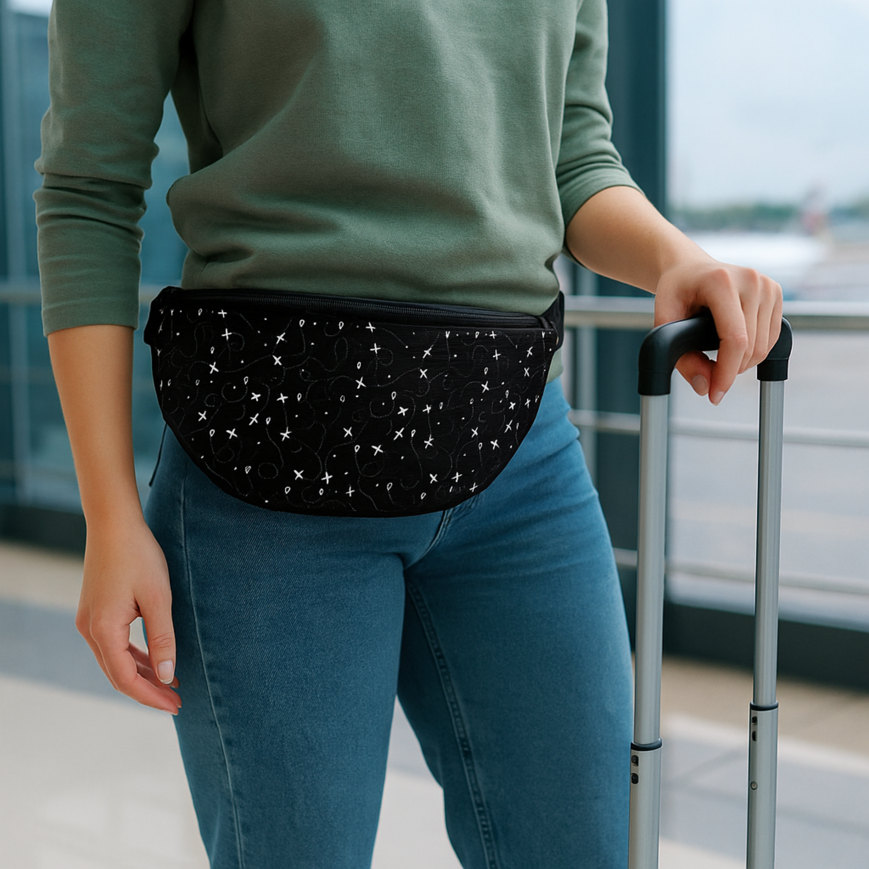 Plane Pattern Belt Bag | Stylish Crossbody Travel Waist Pack