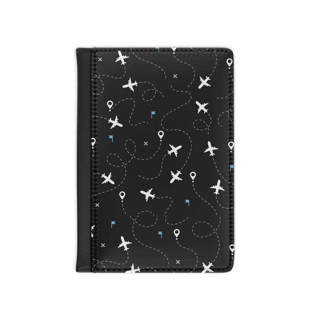 Plane Pattern RFID Blocking Passport Holder  | Faux Leather Travel Cover