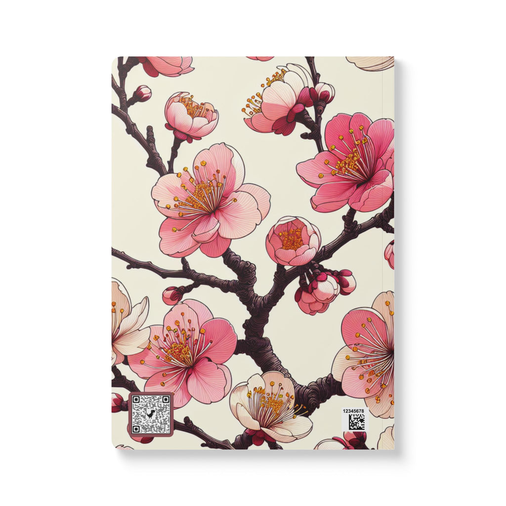 Japanese Cherry Blossom Print | Lined, Soft Cover Notebook