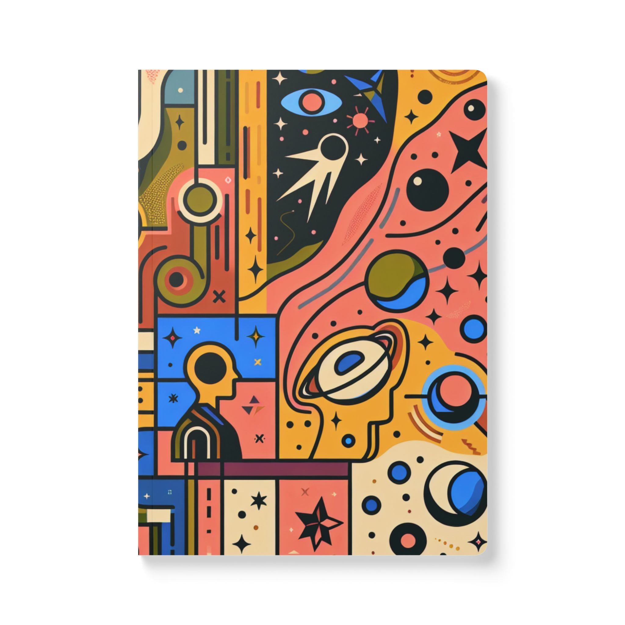 Space Art Pattern Print | Lined, Soft Cover Notebook