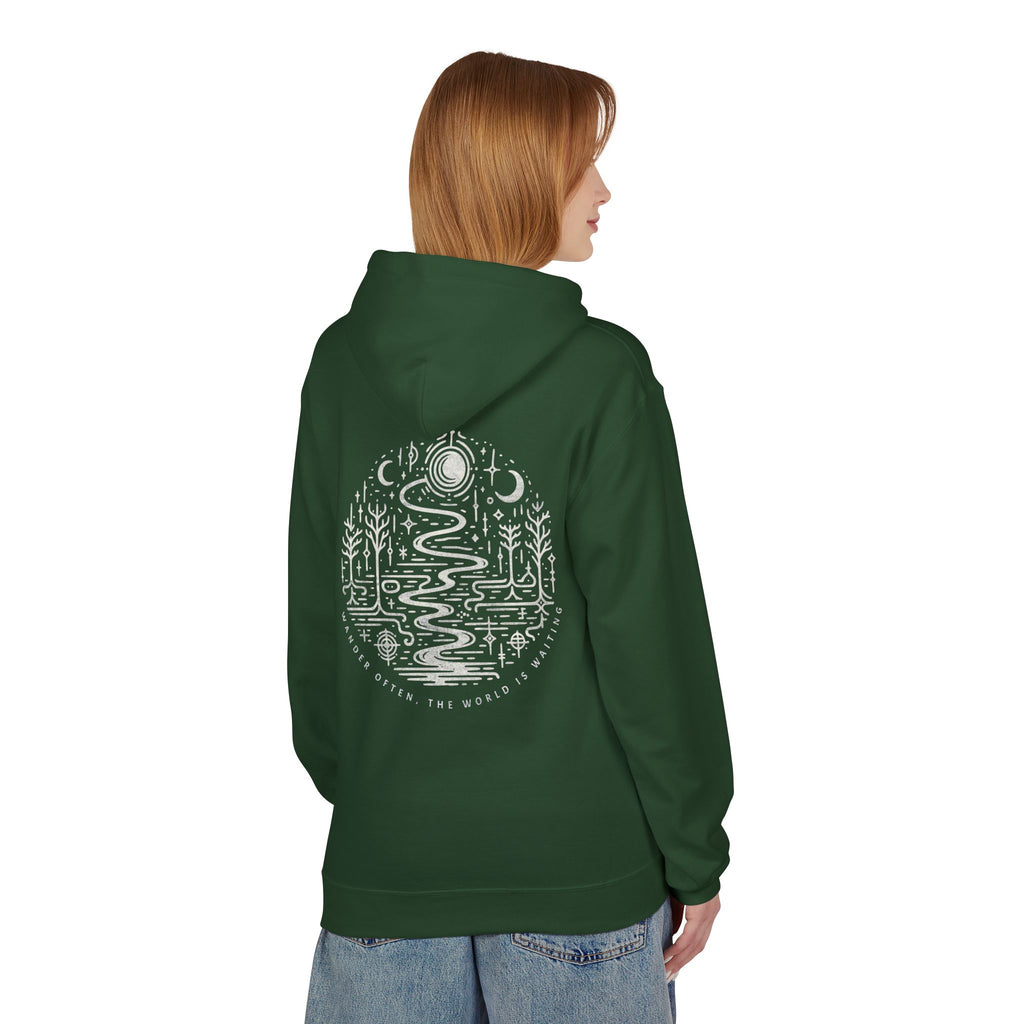 Unisex Fleece Hoodie | "Wander Often" Travel Graphic