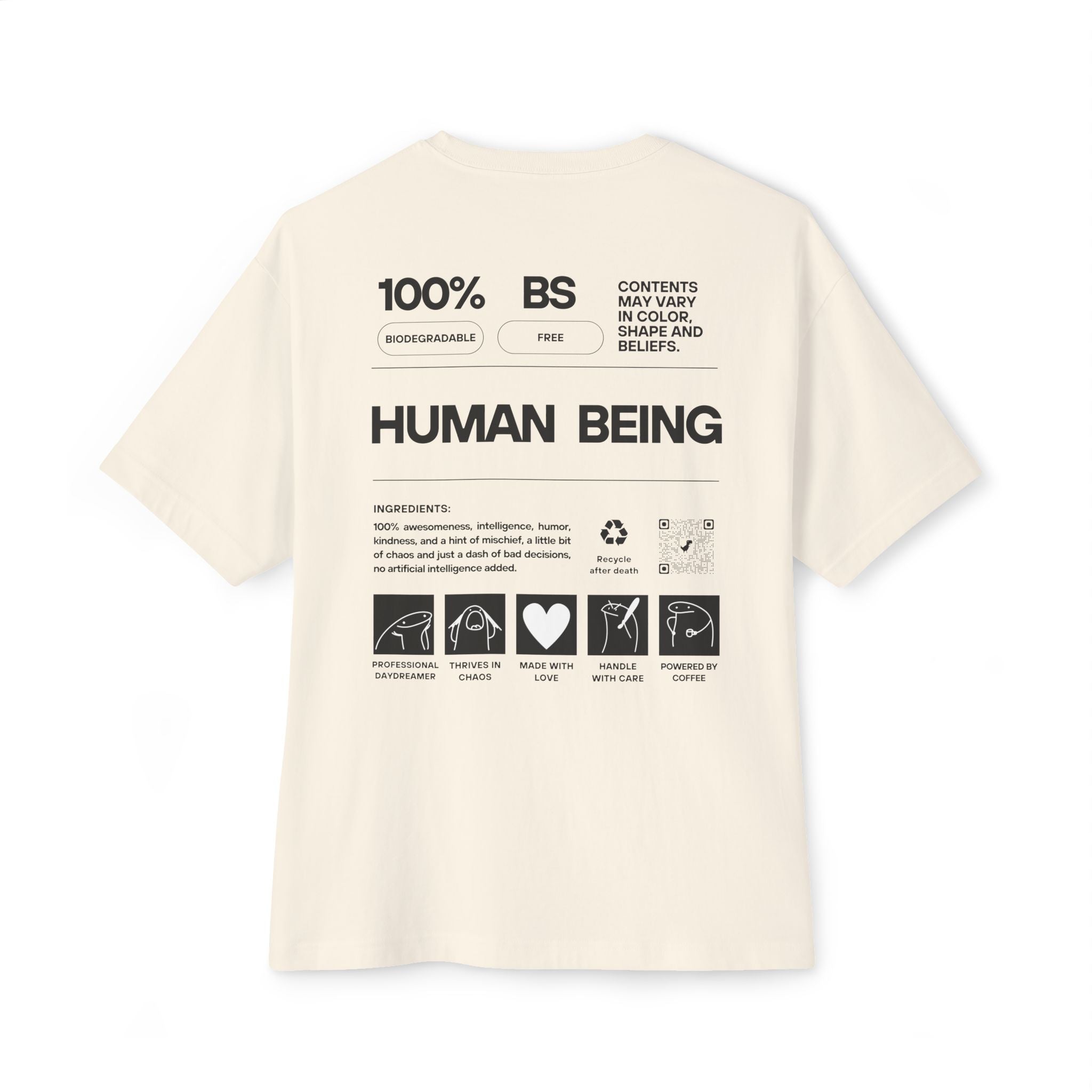 100% Human Being Graphic Tee | Relaxed Fit Cotton Shirt